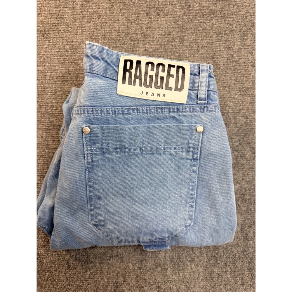 Ragged Jeans Mens 30 Light Wash Denim Cargo Pants Workwear Streetwear Paneled Bl